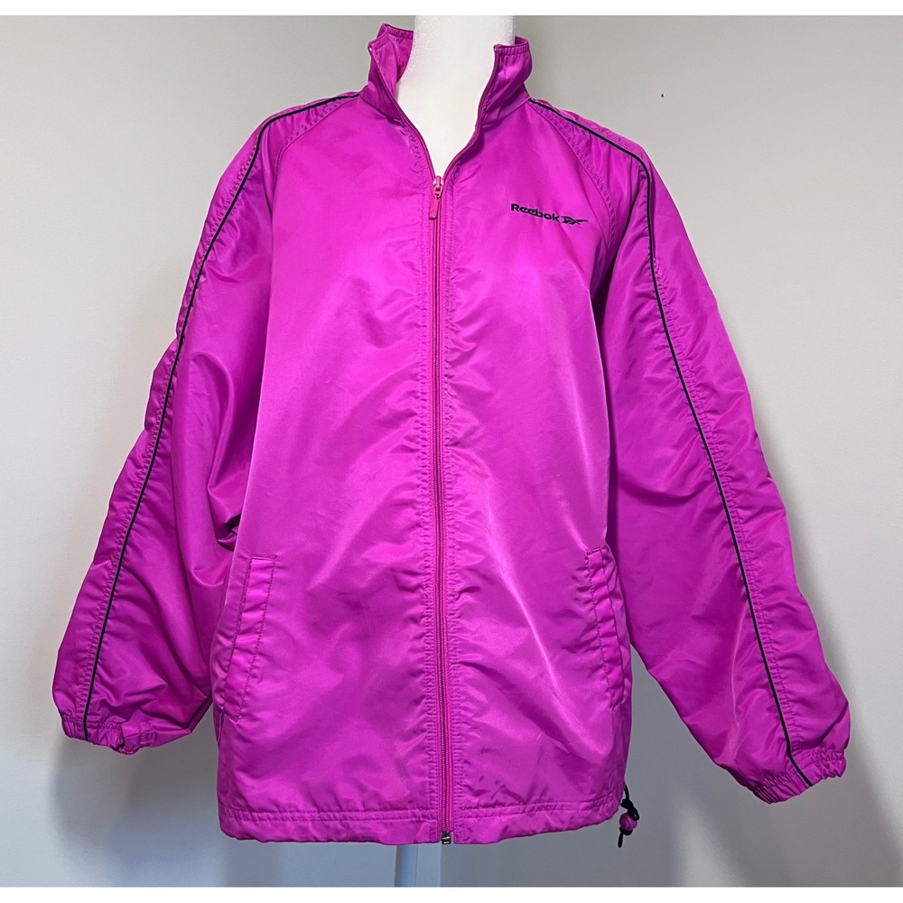 Reebok Vintage 90s Windbreaker Jacket Womens Large Pink Magenta Retro Sporty